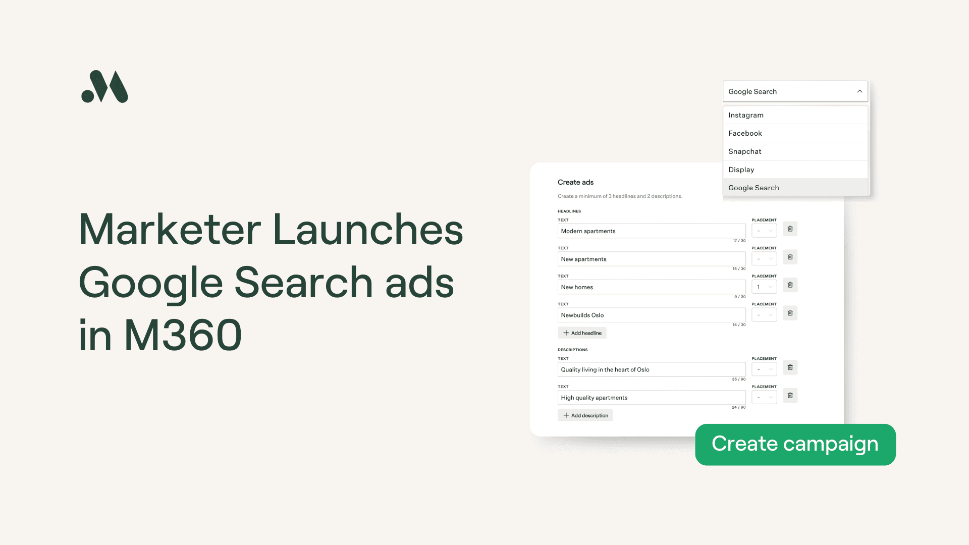 Marketer Launches Google Search Ads in M360